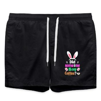 Quelqu’un a dit café ? Lapin de Pâques Humour - Short de bain - noir - Devant - AI Model Male 185 light (185cm)