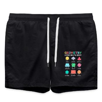 La géométrie vous maintient en forme – Motif d’école amusant - Short de bain - noir - Devant - AI Model Male 185 light (185cm)