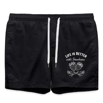 La vie est meilleure avec les fraises - Short de bain - noir - Devant - AI Model Male 185 light (185cm)
