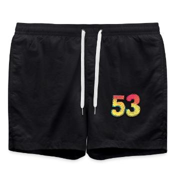 53 Number Comic - Swim Trunks - black - Front - AI Model Male 185 light (185cm)