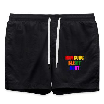 hamburg bleibt bunt - Badeshorts - Schwarz - Vorne - AI Model Male 185 light (185cm)