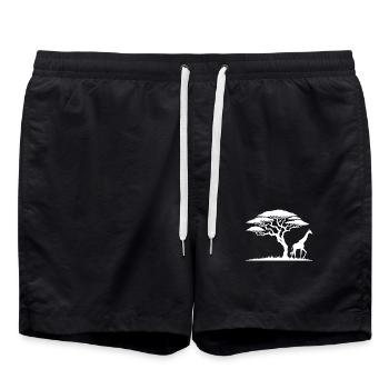 Savane, paysage, Afrique, Girafe et Horizon - Short de bain - noir - Devant - AI Model Male 185 light (185cm)