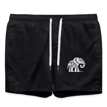 Elegant tattoo elephant with big tusks - Swim Trunks - black - Front - AI Model Male 185 light (185cm)
