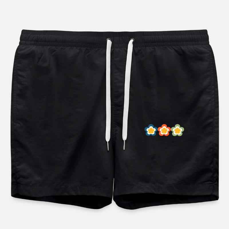 Motif Fleur Années 70 - Short de bain - noir