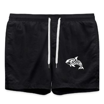 Style de tatouage tribal Orca élégant et élégant - Short de bain - noir - Devant - AI Model Male 185 light (185cm)