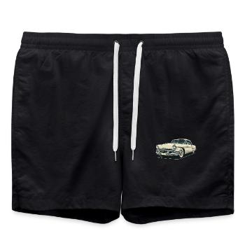 Oldtimer US Car - Classic Road Cruiser 50s - Swim Trunks - black - Front - AI Model Male 185 light (185cm)
