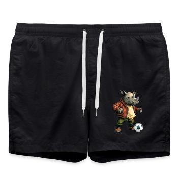 Nashorn Fussballer - Badeshorts - Schwarz - Vorne - AI Model Male 185 light (185cm)