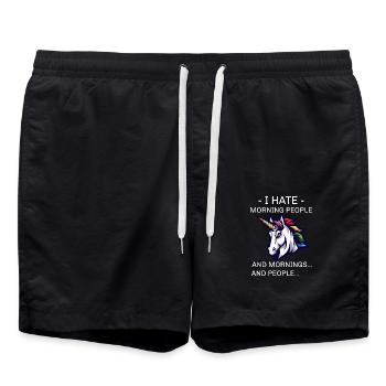 Bad Unicorn Horse - I hate people - Badeshorts - Schwarz - Vorne - AI Model Male 185 light (185cm)