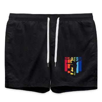 Skater Kids Rainbow Silhouette - Swim Trunks - black - Front - AI Model Male 185 light (185cm)