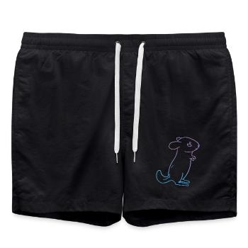 Chinchilla animal - Swim Trunks - black - Front - AI Model Male 185 light (185cm)