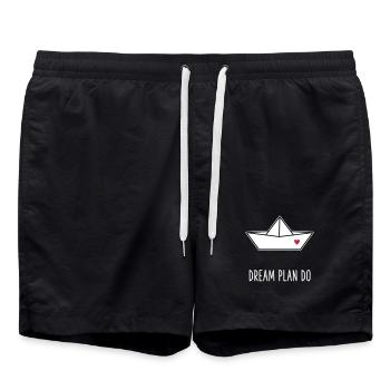 Dream Plan Do - Bateau en papier Cœur - Short de bain - noir - Devant - AI Model Male 185 light (185cm)