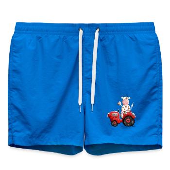 Cow drives a tractor - Swim Trunks - cobalt blue - Front