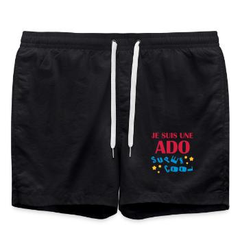 adolescent / enfant / ado / adolescente - Short de bain - noir - Devant - AI Model Male 185 light (185cm)