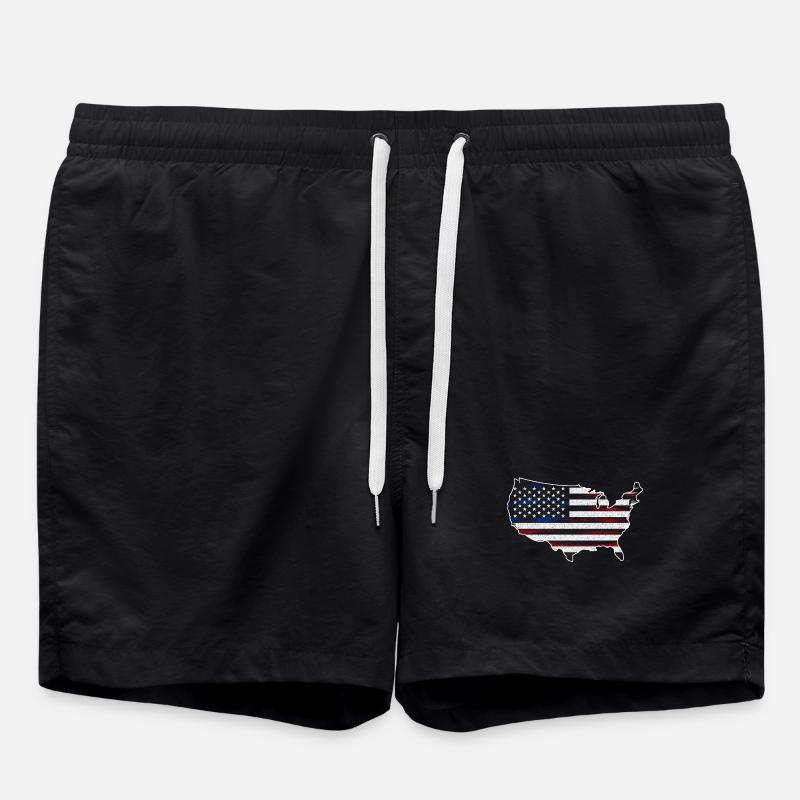 Stars and Stripes Map - Swim Trunks - black