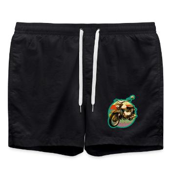 Simmi Star SR4-2 DDR moped in retro used look - Swim Trunks - black - Front - AI Model Male 185 light (185cm)