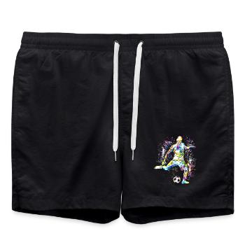 Fussball - Fussballspieler Cristiano - Bunt - Badeshorts - Schwarz - Vorne - AI Model Male 185 light (185cm)
