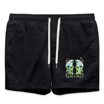 L’art du lys symétrique pour des vêtements élégants - Short de bain - noir - Devant - AI Model Male 185 light (185cm)