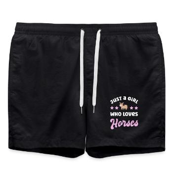 Horse Horses - Swim Trunks - black - Front - AI Model Male 185 light (185cm)