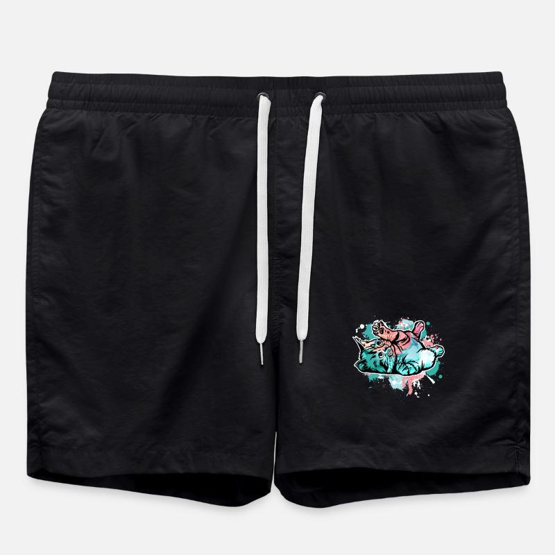 Katze - Badeshorts - Schwarz