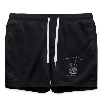 Heidelberg, Wahrzeichen Brückenturm 2 - Badeshorts - Schwarz - Vorne - AI Model Male 185 light (185cm)