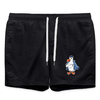 Muskelöse Seemöwe mit Anker Tattoo Möwe Geschenk - Badeshorts - Schwarz - Vorne - AI Model Male 185 light (185cm)