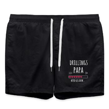 werdender Papa Drillinge Schwangerschaft Geschenk - Badeshorts - Schwarz - Vorne - AI Model Male 185 light (185cm)