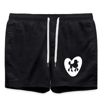 Coeur Caniche Vecteur Chien Amour Chien Fan de la Saint-Valentin - Short de bain - noir - Devant - AI Model Male 185 light (185cm)