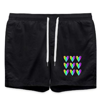 HERZ. HERZ. HEILIGER VALENTINSTAG. LIEBE. LIEBE. WEIHNACHTEN - Badeshorts - Schwarz - Vorne - AI Model Male 185 light (185cm)