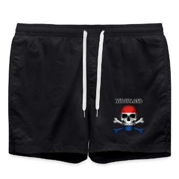 Skull Jolly Roger Pirate Flag Nederland R6Z - Swim Trunks - black - Front - AI Model Male 185 light (185cm)