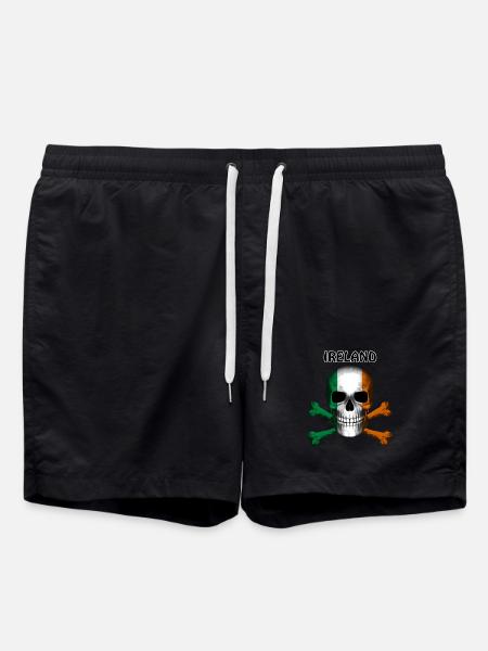 Skull Jolly Roger Pirate Flag Ireland R6Z - Swim Trunks - black