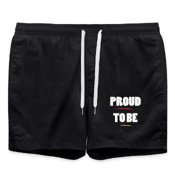 Stolz darauf, Ego zu sein Zitat - Badeshorts - Schwarz - Vorne - AI Model Male 185 light (185cm)