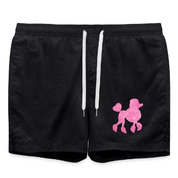 Pudel Fell Herz Hundeliebe Gassi flauschig Fan - Badeshorts - Schwarz - Vorne - AI Model Male 185 light (185cm)