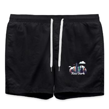 Éclaboussure de la ligne d’horizon de New York - Short de bain - noir - Devant - AI Model Male 185 light (185cm)