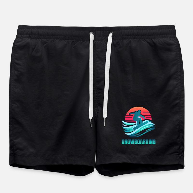 Vibrant Snowboarding Surf Scene - Swim Trunks - black