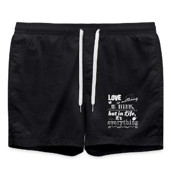 L’amour n’est rien dans le tennis, mignon design blanc couleur - Short de bain - noir - Devant - AI Model Male 185 light (185cm)