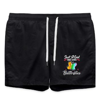 Only one girl loves butterflies spring - Swim Trunks - black - Front - AI Model Male 185 light (185cm)