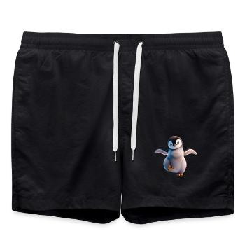 Ein fröhlich tanzender Pinguin - Badeshorts - Schwarz - Vorne - AI Model Male 185 light (185cm)