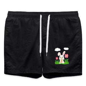 Lapin mignon avec lapin de carotte lapin lapin lapin de Pâques - Short de bain - noir - Devant - AI Model Male 185 light (185cm)