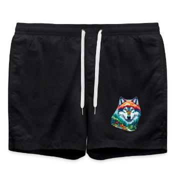 Wolf - Badeshorts - Schwarz - Vorne - AI Model Male 185 light (185cm)