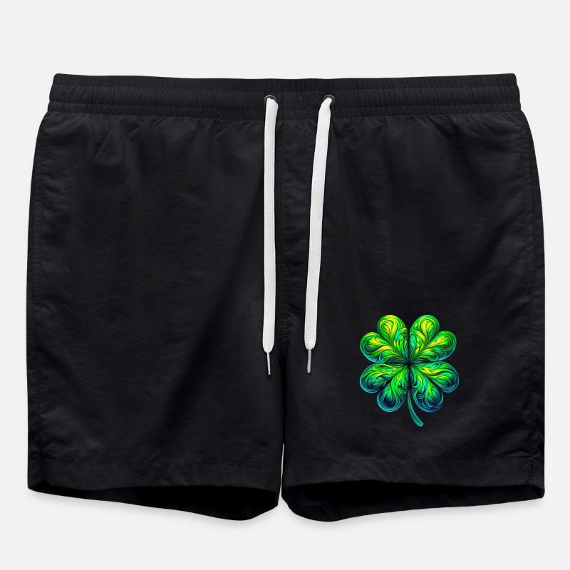 Four-leaf clover - Swim Trunks - black