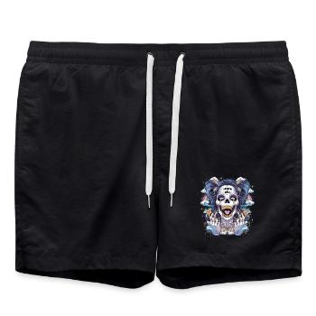 Crâne de squelette scintillant avec arc-en-ciel - Short de bain - noir - Devant - AI Model Male 185 light (185cm)