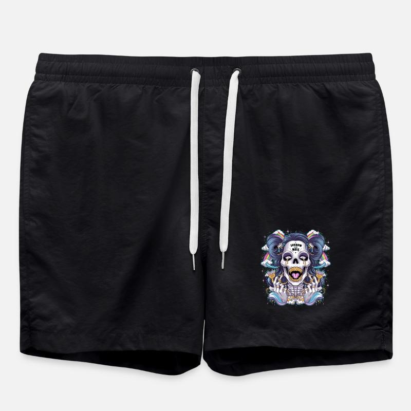 Glitzernder Skelettschädel mit Regenbogen - Badeshorts - Schwarz