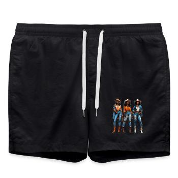 Schwarzes Mädchen Western Rodeo Juneteenth Texas - Badeshorts - Schwarz - Vorne - AI Model Male 185 light (185cm)