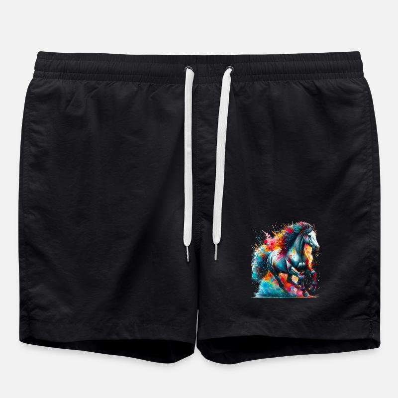 Pferd - Badeshorts - Schwarz