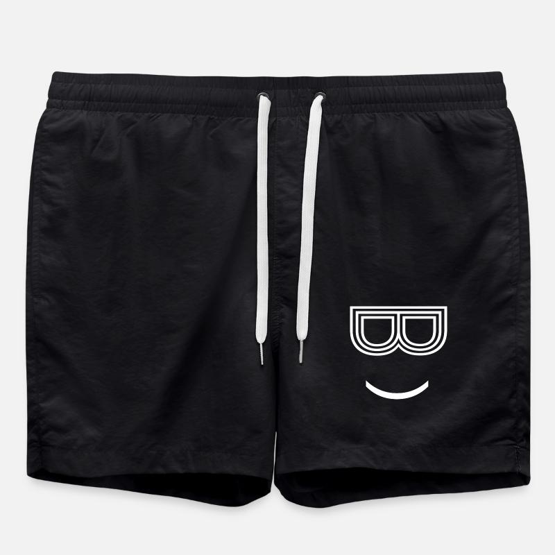 cool face drawing - Swim Trunks - black