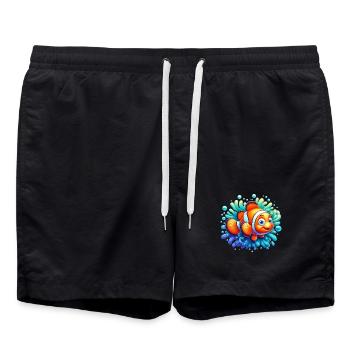 Clownfisch - Badeshorts - Schwarz - Vorne - AI Model Male 185 light (185cm)