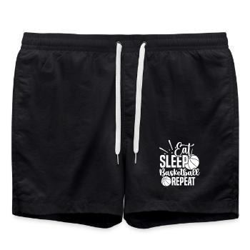 Eat sleep basketball repeat weiss - Badeshorts - Schwarz - Vorne - AI Model Male 185 light (185cm)