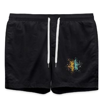 Tenue d’hiver flocon de neige rétro icône de Noël - Short de bain - noir - Devant - AI Model Male 185 light (185cm)