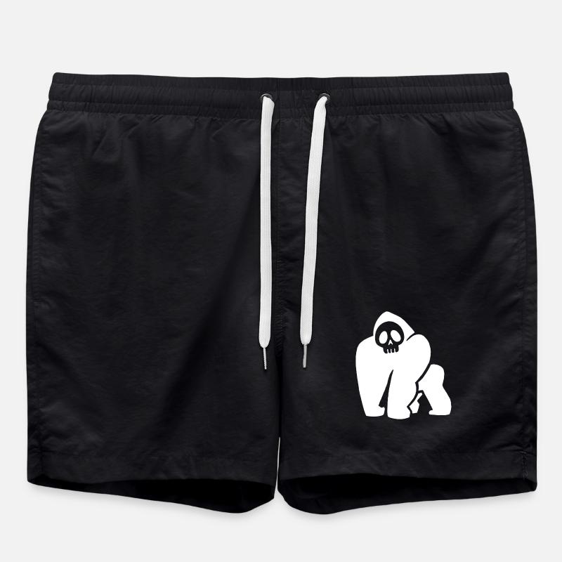 White Gorilla Skull - Swim Trunks - black