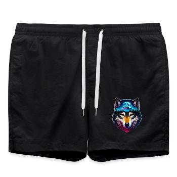 Wolf - Swim Trunks - black - Front - AI Model Male 185 light (185cm)